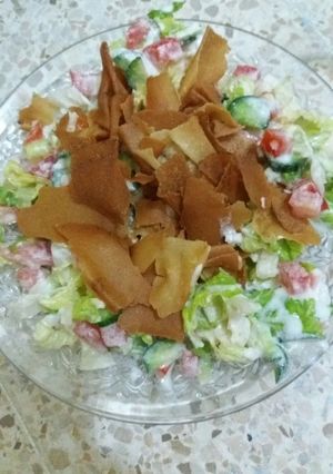 صورة لوصفة فتوش بلبن 😋😋