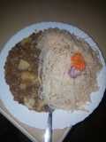 Spaghetti with kamande stew
