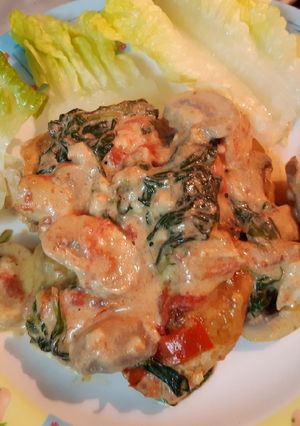 عکسی از دستور خوراک مرغ و اسفناج