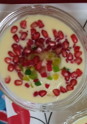 A picture of Custard With Fruits stuffed Bread Balls.
