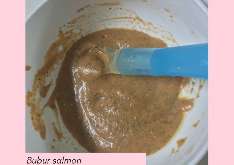 Resep Bubur salmon bayam merah Anti Gagal