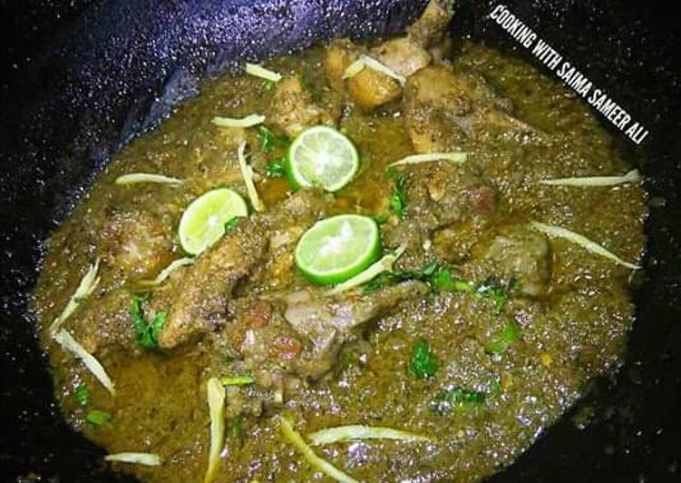 Recipe of Super Quick Homemade Hara masala chicken karhai by saima sameer ali #ramadankitayari