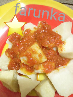 A picture of Yam and stew.