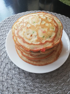 A picture of Funfetti vanilla pancakes.
