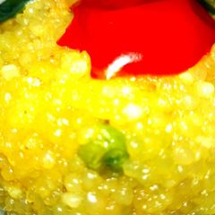 A picture of Sabudana(Topioca pearls) Khichdi with Soya Chunks.