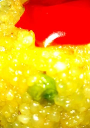 A picture of Sabudana(Topioca pearls) Khichdi with Soya Chunks.