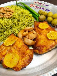 عکسی از دستور سبزی پلو با ماهی تنوری (بدون روغن)