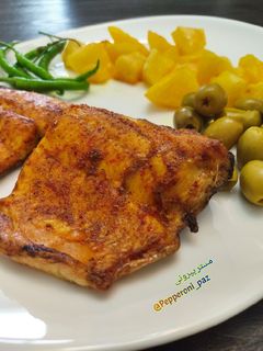 عکسی از دستور ماهی قزل آلا و سیب زمینی تنوری