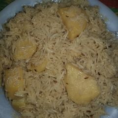 A picture of Zeera rice with potatoes.