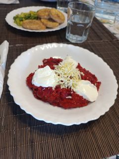 Una foto de Risotto de remolacha