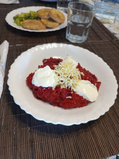Una foto de Risotto de remolacha