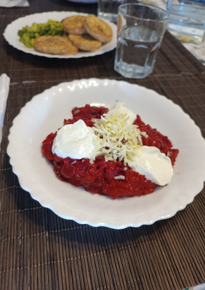 Una foto de Risotto de remolacha