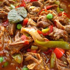 A picture of Ropa Vieja (Cuban Style Stewed Shredded Beef).