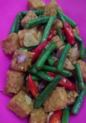 Foto resep Oseng kering tempe & kacang panjang