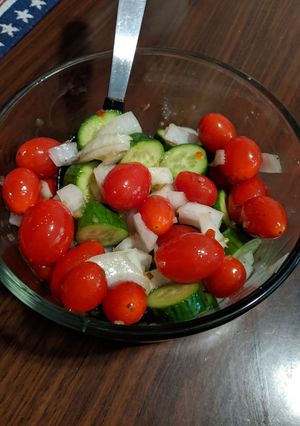 A picture of Cucumber Salad #mommasrecipes.