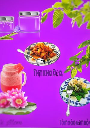 Hình của món Thịt kho dứa -Tôm xào nấm bông cải.