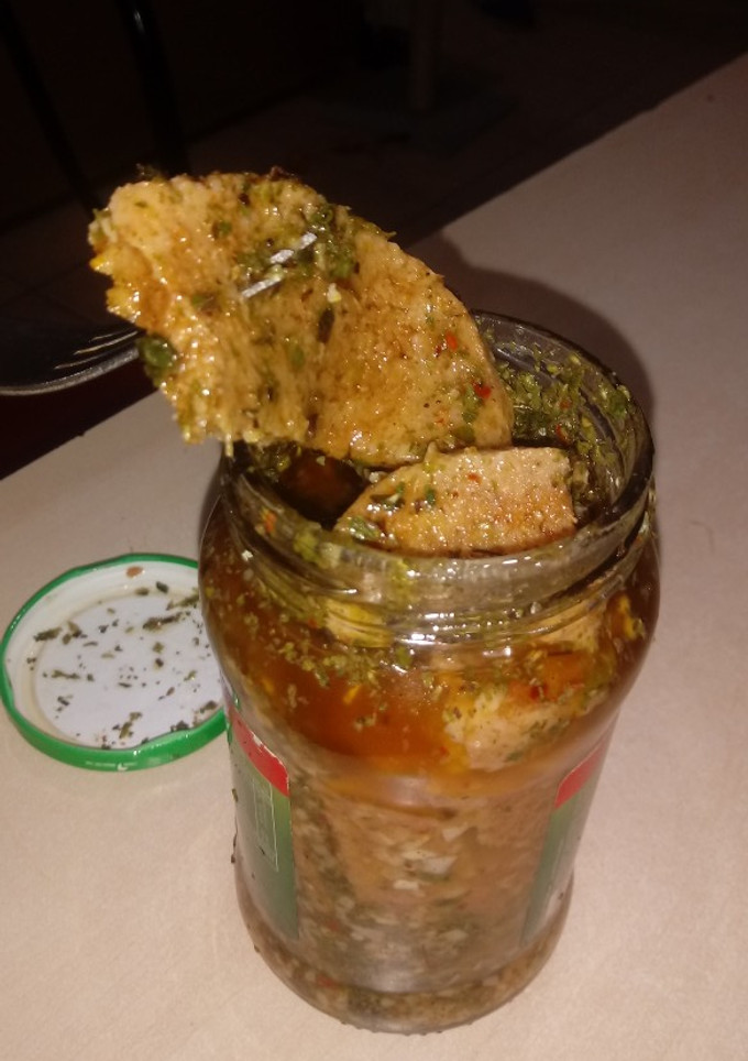 Una foto de Lengua la vinagreta vegana o Seitán a la vinagreta