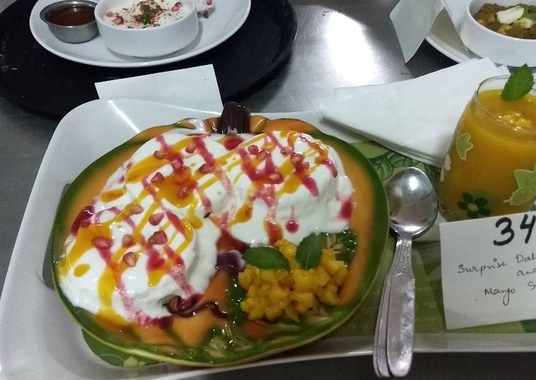Surprise dahi bhala and mango smoothie