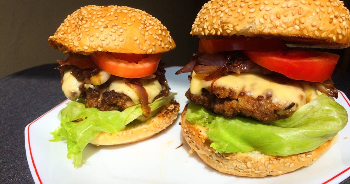 Juicy homemade burgerswith caramelized onions Recipe by Juliet Kane