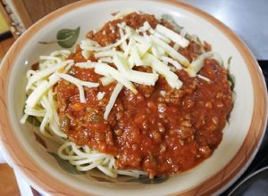 Una foto de Salsa de tomate y carne