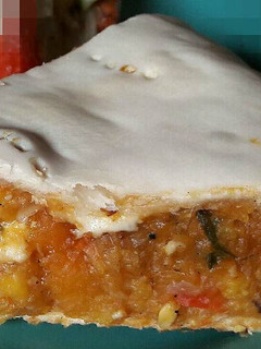 Una foto de Tarta saludable de calabaza, choclo y queso