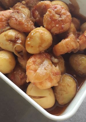 Foto resep Udang + Telur Puyuh Saus Mentega