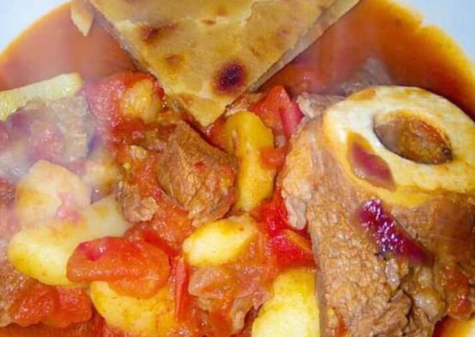 Beef goulash served with chapati