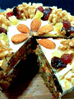 A picture of Carrot Cake with Cream Cheese Frosting.