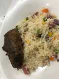 Chinese stir fry with grilled lamb ribs