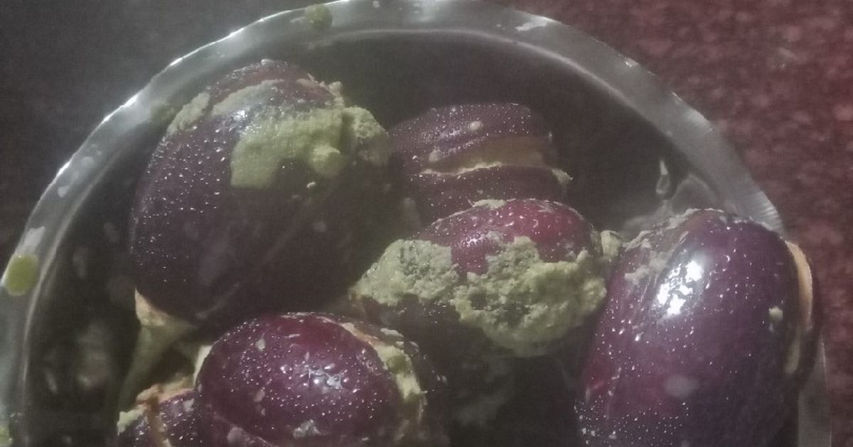 Pink Raviaya Stuffed Brinjals(ravaiya) Recipe By Alefiya Tunkiwala