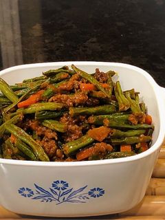 A picture of Stir Fry Green Bean Carrots and Ground Beef (With Gochujang Paste).