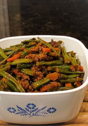 A picture of Stir Fry Green Bean Carrots and Ground Beef (With Gochujang Paste).
