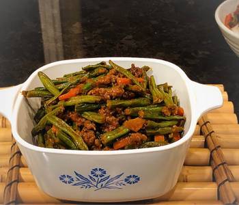 Best Recipe Stir Fry Green Bean Carrots and Ground Beef With Gochujang Paste Very Delicious