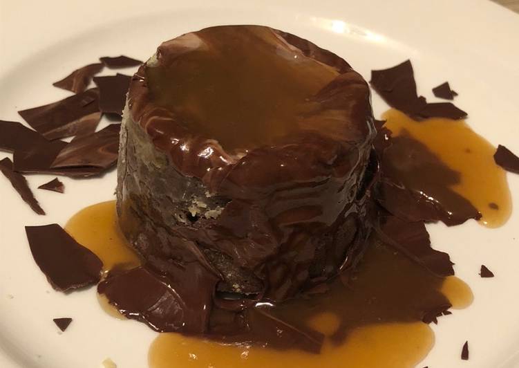 Molten Lava Cake with Salted Caramel Sauce
