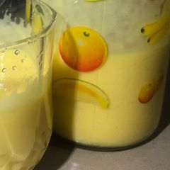 A picture of Mango Lassi 🥭 🥛.