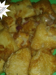 A picture of Fried yam and egg.