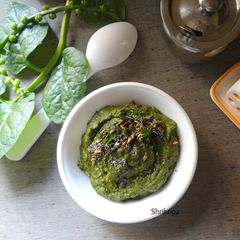 A picture of Basale chutney / Malabar Spinach chutney:.