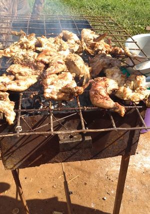 A picture of Charcoal roasted chicken #my mum's recipe contest.