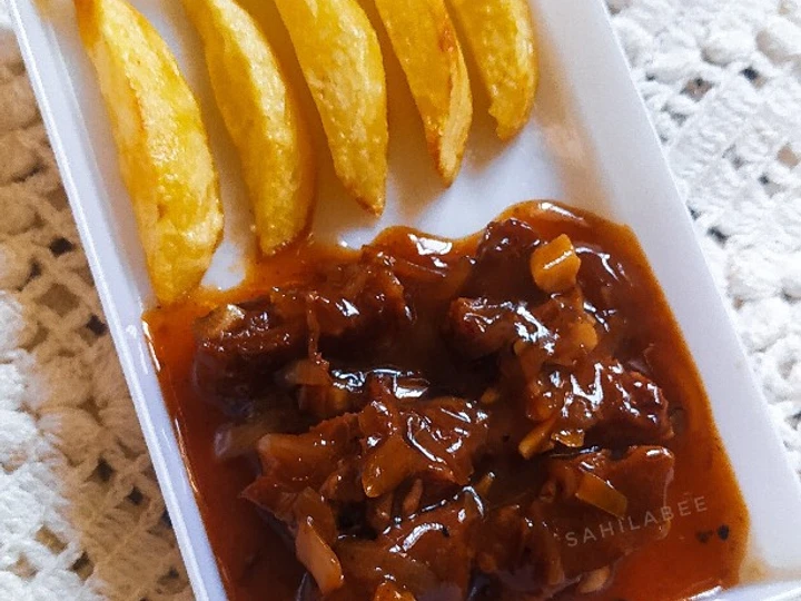 Langkah Mudah untuk Membikin Resep Beef Steak with Barbeque + Black Pepper Sauce yang Menggugah Selera Anti Ribet, Sempurna