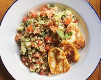 Easy Fast Cooking Bulgur Salad with Halloumi Most Delicious