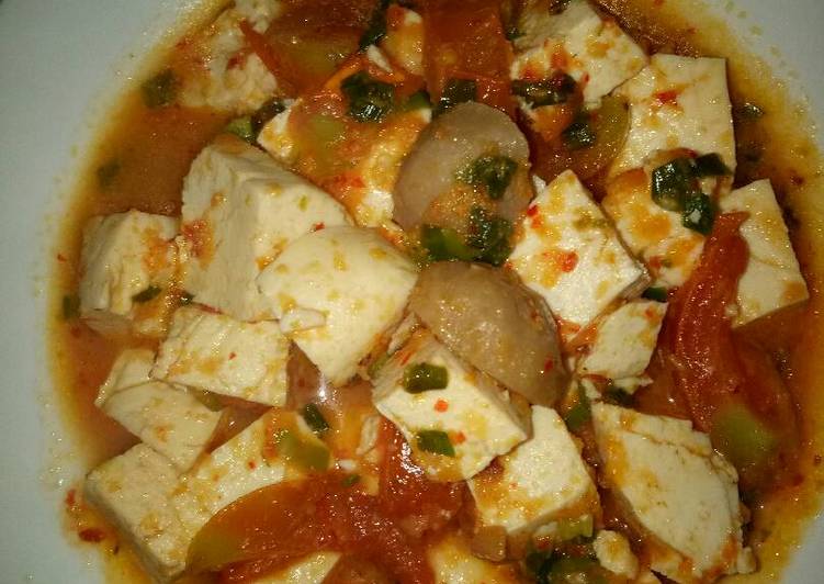 Resep Oseng tahu putih, bakso pedas, Lezat
