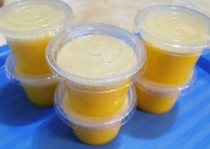 Puding Mangga Nutrisari dengan Vla Custard