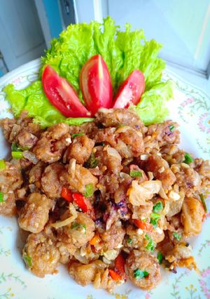 Foto resep Cumi Crispy saus telur asin/salted egg