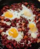 Beet hash with eggs