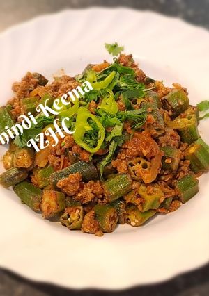 A picture of 🥘Bhindi Keema🥘 (Okra mince).