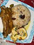 Costilla, y pollo enrollado