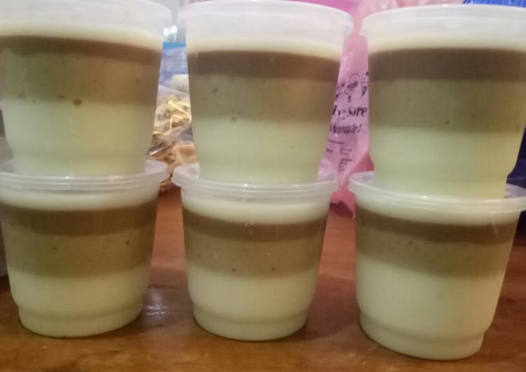 Bumbu Pudding lapis coffe coklat | Langkah Membuat Pudding lapis coffe coklat Yang Enak Banget