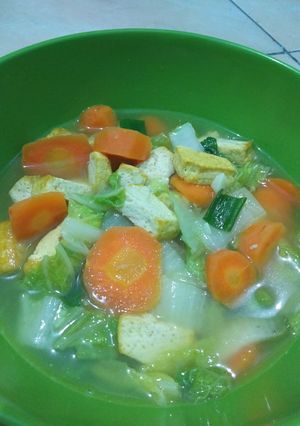 Foto resep Bening sahutel (sawi tahu wortel)