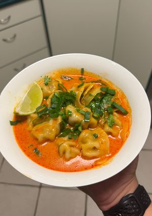 A picture of Red Curry Dumpling Laksa.