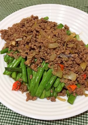 Foto resep Buncis Siram Daging Cincang Mudah/ Tumis Buncis Daging Cincang